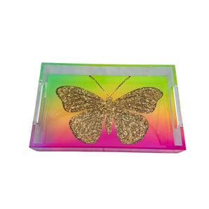 Lucite Small Neon Butterfly Tray
