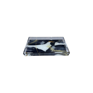 Lucite Large Black Marble Tray