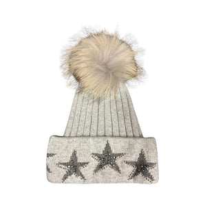 Cashmere Winter Hat- Sparkle Stars