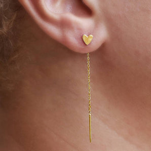Love Heart Threader Earrings gold
