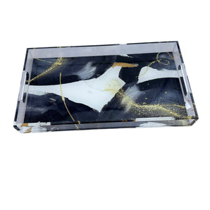Lucite Large Black Marble Tray