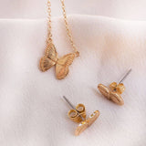 butterfly necklace. butterfly wing stud earrings