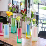 The Modern Acrylic Bud Vase is a contemporary ombre color vase perfect for adding rainbow hues to your interior. Molded out of solid color acrylic, this beautiful tabletop vase is offered in a myriad of color combinations, tempting you to do multiple vases and create pop art on your shelf or tabletop.  100% solid acrylic