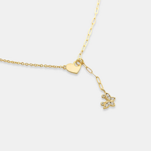 delicate necklace with mini heart and butterfly. fashion jewelry