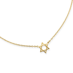 star of david necklace. jewish star necklace. mini jewish star necklace on split chain