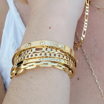 gold cuff. stackable bracelet