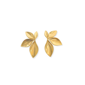 statement earrings. leaf motif. gold plated earring