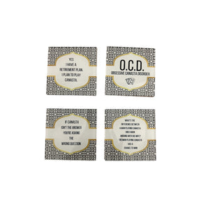 acrylic coaster set with sayings about Canasta