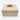 Large cream leather box with gold ball handle on white