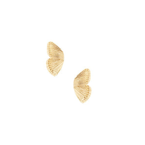butterfly wings stud earrings. gold plated.