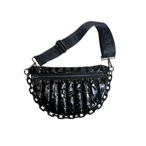 Reese Quilted Sling/Waist Bag w/Black Resin Chain & 2" Solid
