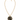 Gold figaro chain necklace with a round black enamel medallion featuring an evil eye, heart, moon, star and lightning bolt charms