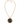 Gold figaro chain necklace with a round black enamel medallion featuring an evil eye, heart, moon, star and lightning bolt charms