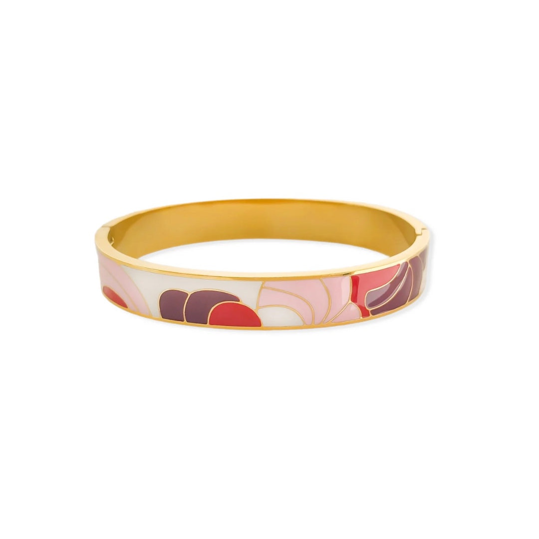 enamel cuff pink enamel jewelry