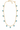 Gold chain necklace with blue evil eye charms on a white background