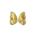 * Pave Butterfly Split Stud Set gold * 14k yellow gold plated stainless steel * .5" tall x .25" wide * Post backs require pierced ears