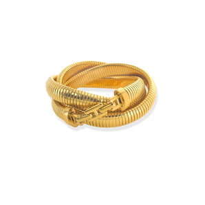 triple cobra bracelet. gold wrap bracelet. stainless steel bracelet. gold plated