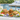 Woven print acrylic brunch tray with bagels and lox by a pool
