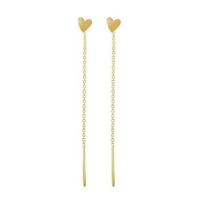 Love Heart Threader Earrings gold