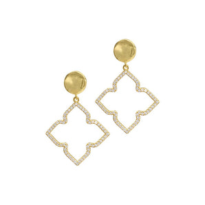 Flower Crystal Drop Earrings gold